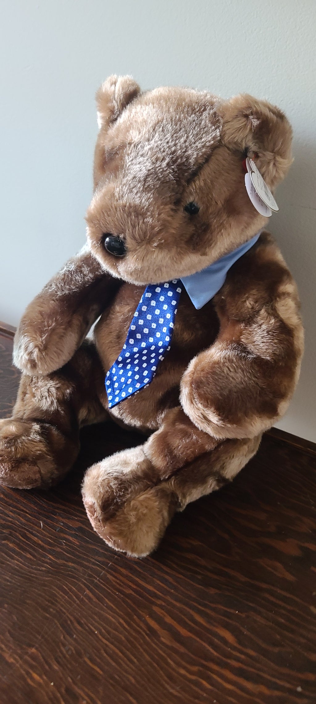 Father's Day Bear Ty Beanie Buddy Hero Brown Bear Plush w/ Tag Necktie 12"-14"