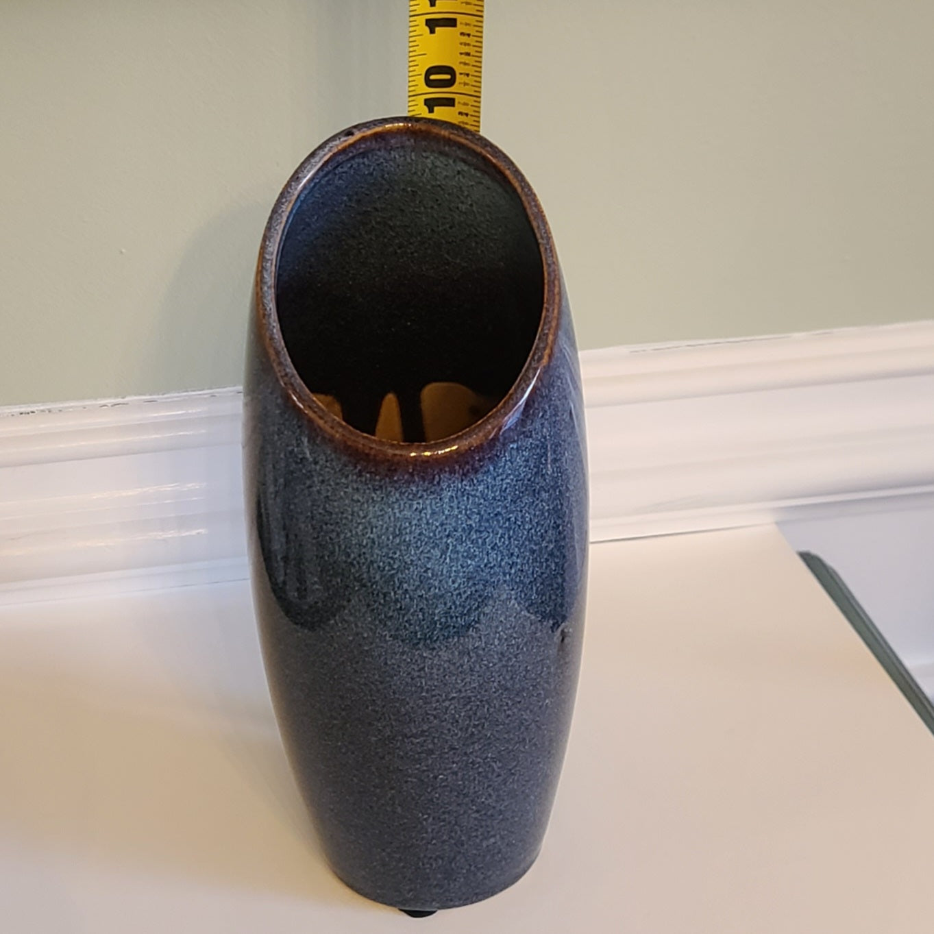 Asymmetrical Mid-Century Modern Style Glazed Stoneware Vase