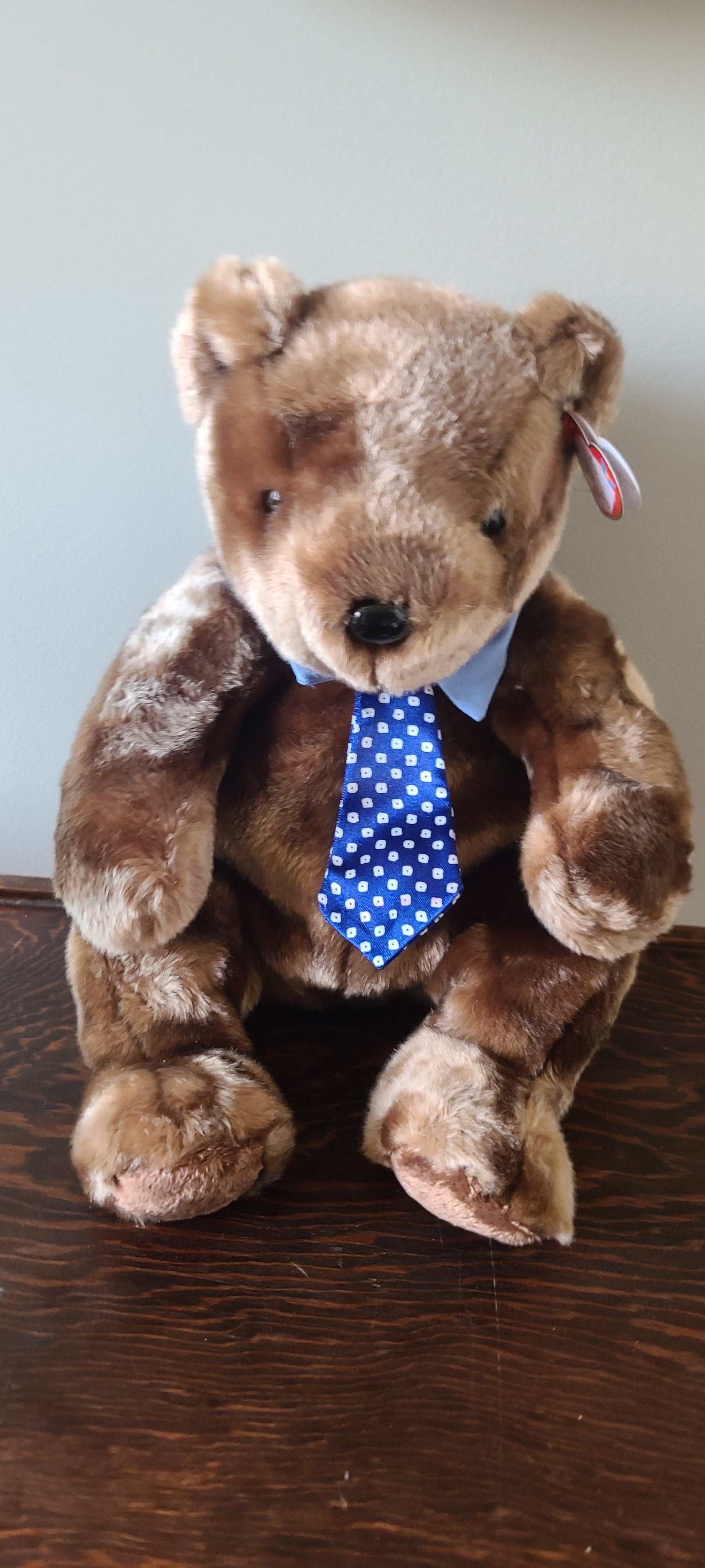 Father's Day Bear Ty Beanie Buddy Hero Brown Bear Plush w/ Tag Necktie 12"-14"