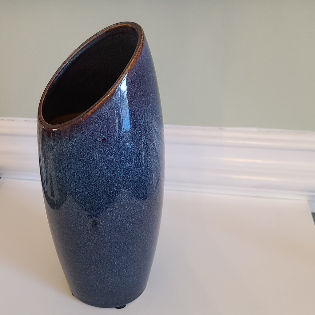 Asymmetrical Mid-Century Modern Style Glazed Stoneware Vase