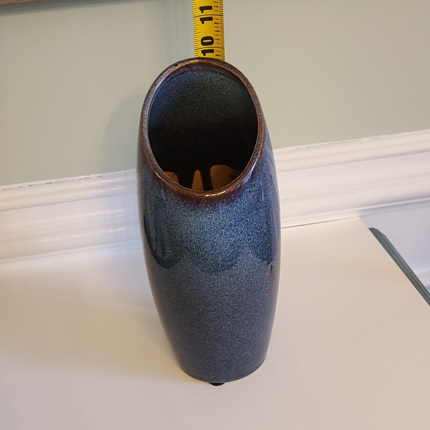 Asymmetrical Mid-Century Modern Style Glazed Stoneware Vase