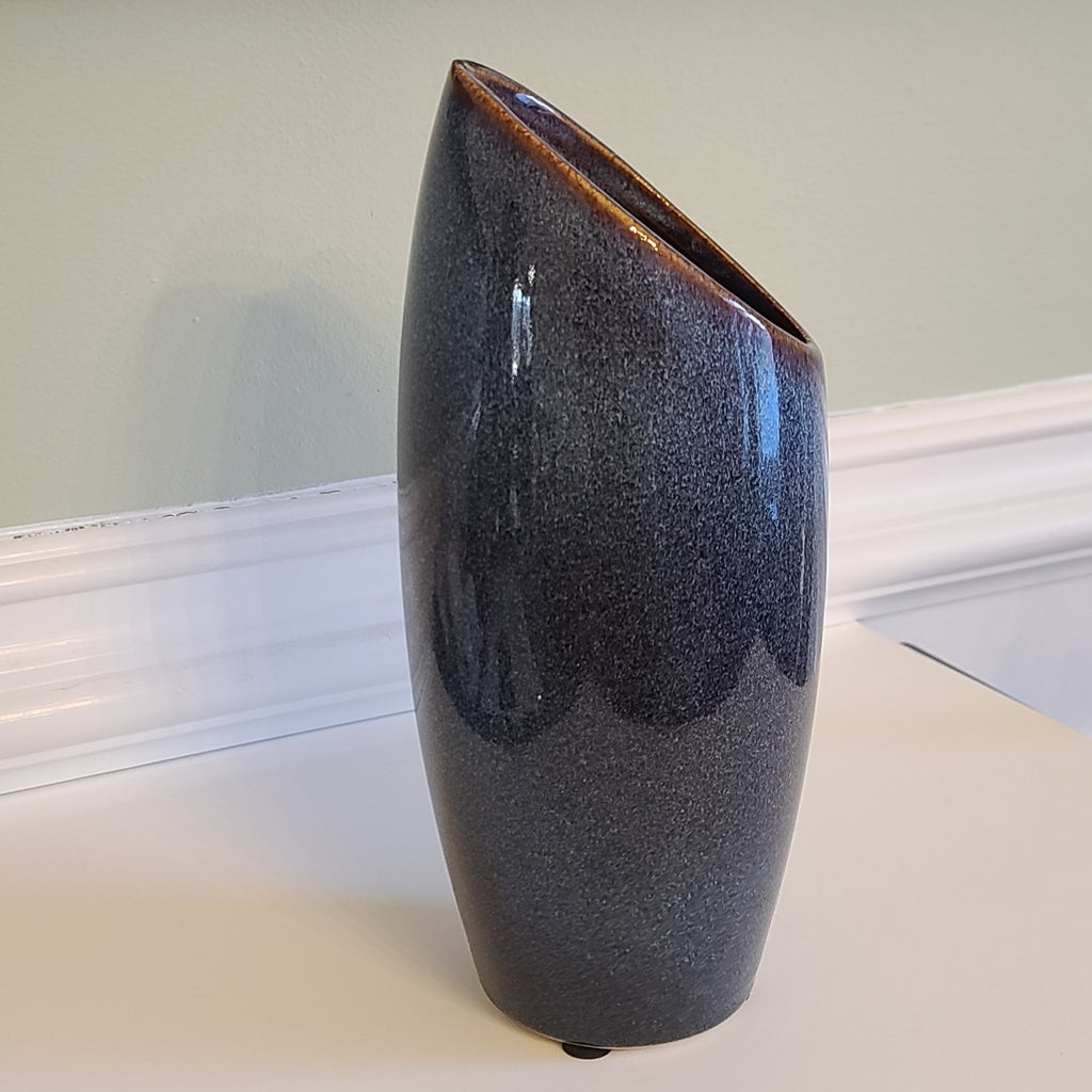 Asymmetrical Mid-Century Modern Style Glazed Stoneware Vase