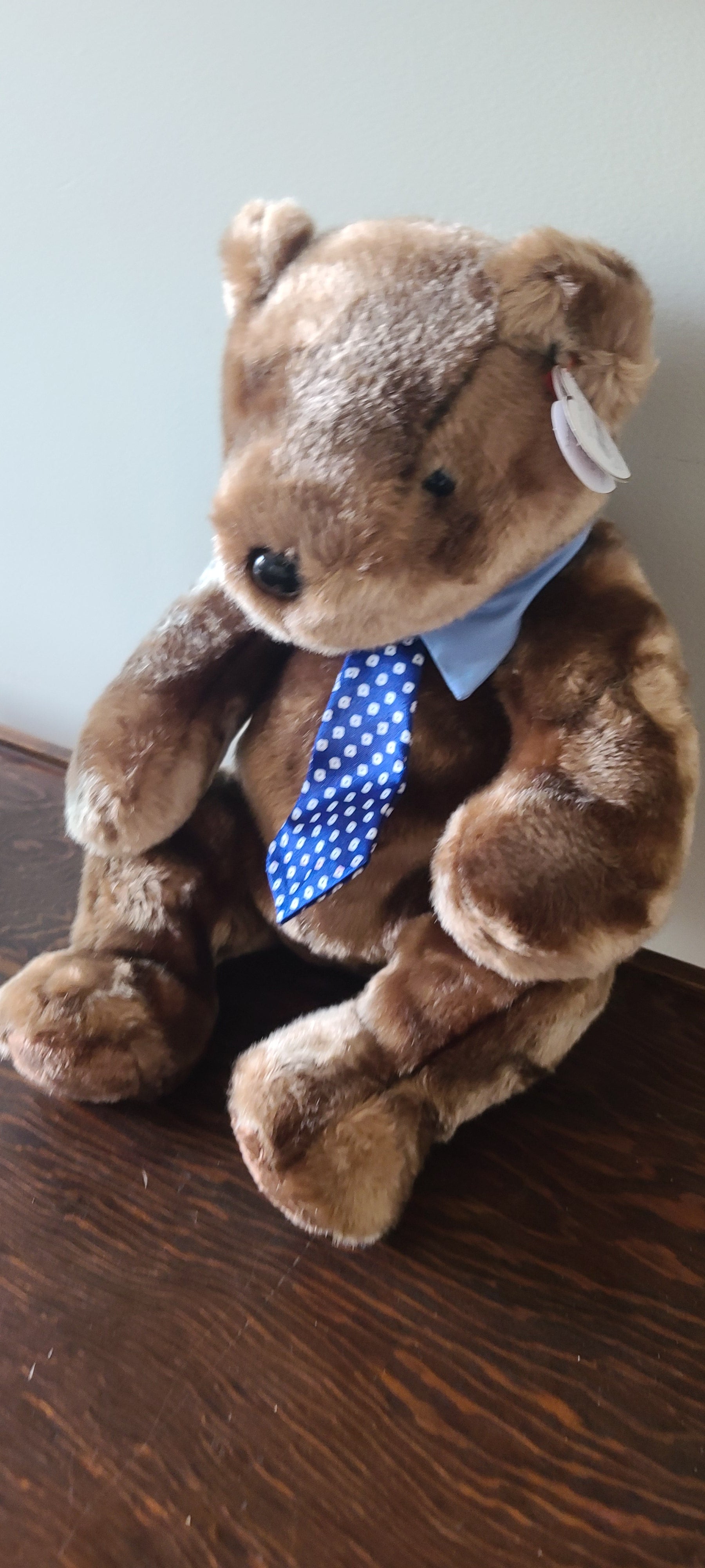 Father's Day Bear Ty Beanie Buddy Hero Brown Bear Plush w/ Tag Necktie 12"-14"